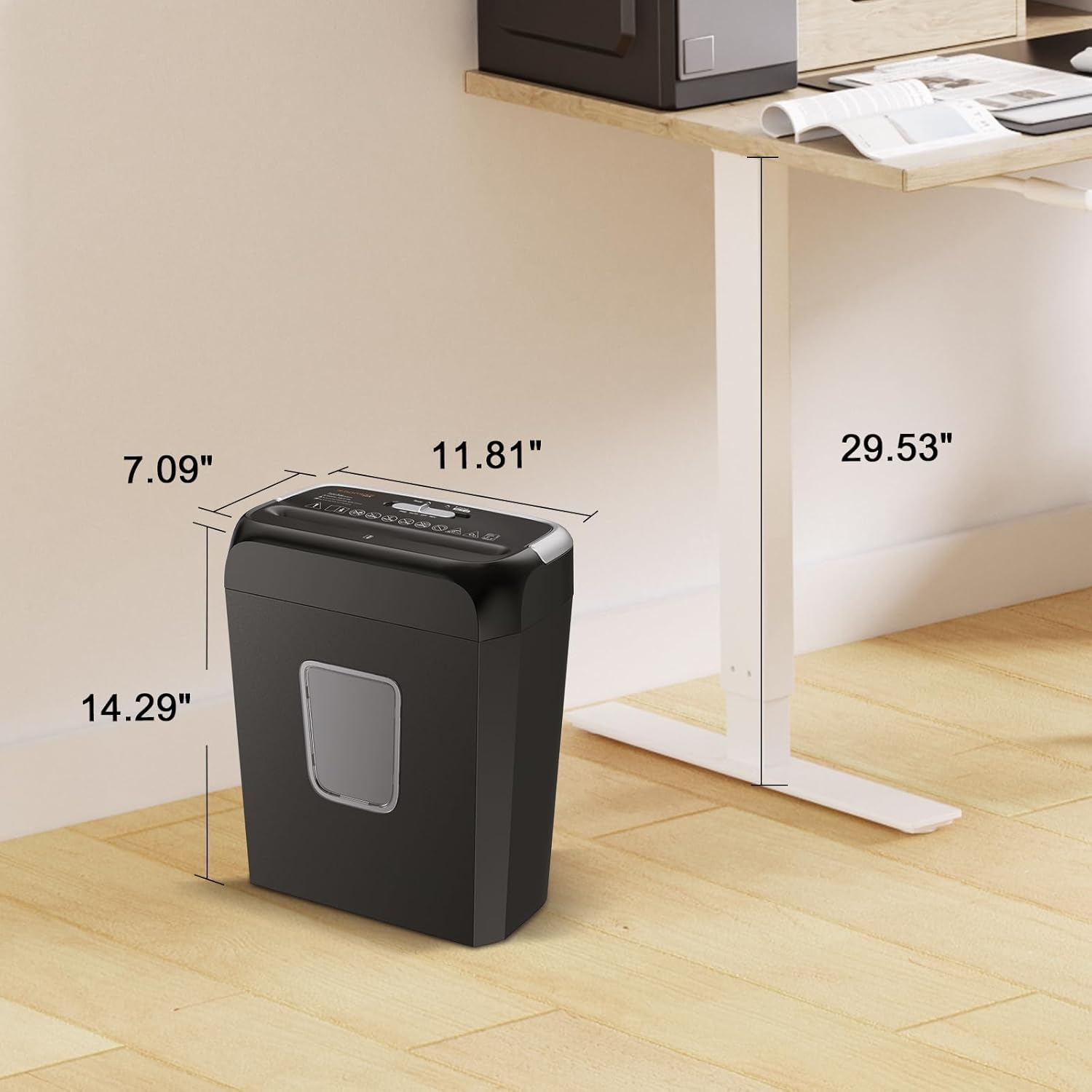 Bonsaii Paper Shredder for Home Use, 3.4 Gal Wastebasket, 6 Sheet Crosscut Paper Credit Cards, Staples, and Clips Shredder for Home Office Use, Portable Handle Design (C237-B New Version) - Image 5