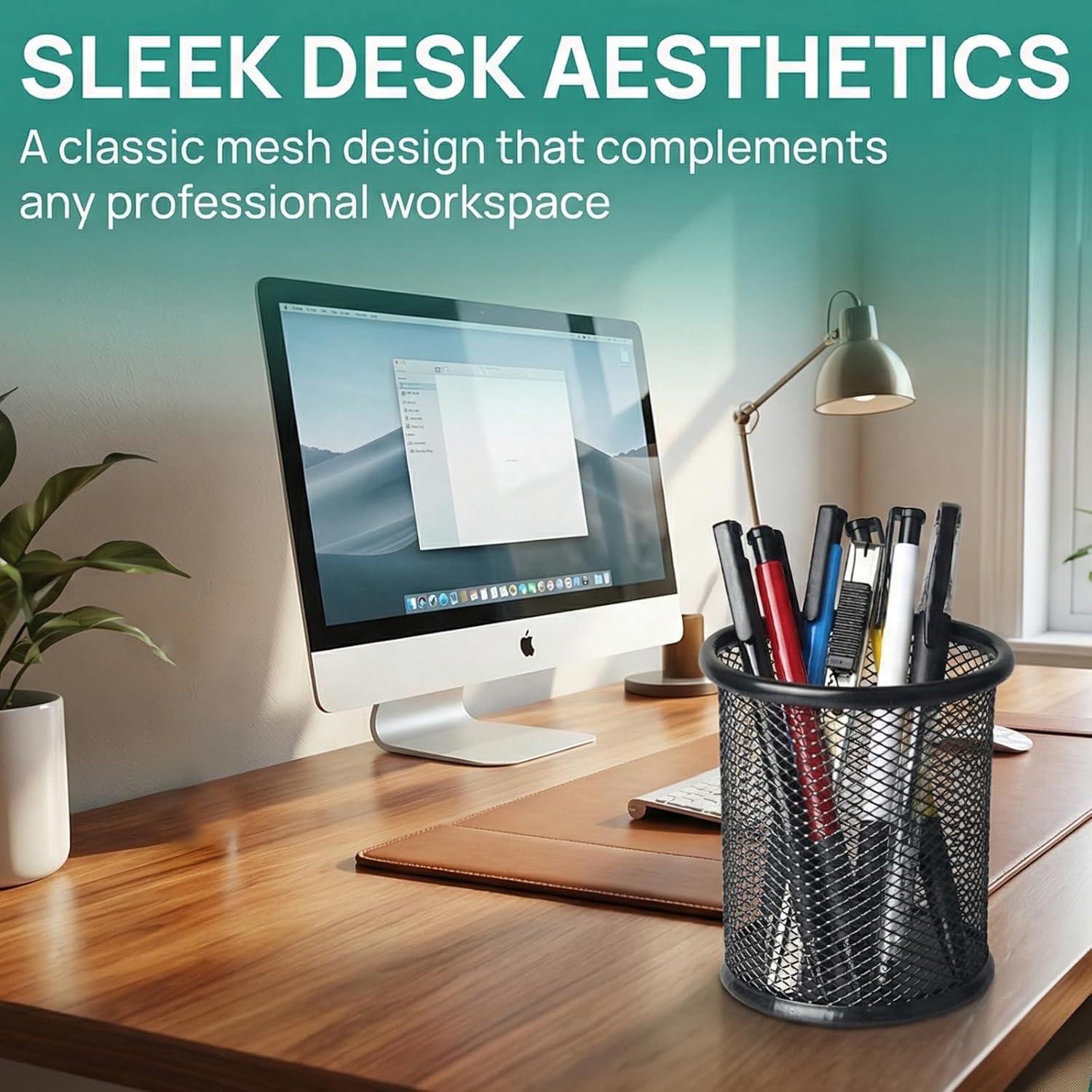 Nicunom 12 Pack Metal Pen Holder Wire Mesh Pen Cup Pencil Holder Pencil Cup for Desk Office Pen Organizer, Black - Image 5