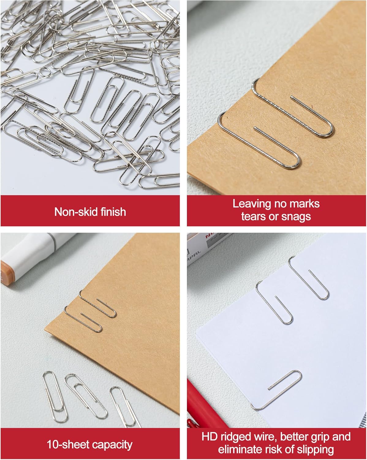 PAPERPAL Paperclips for Office School & Personal Use, #1 Nonskid Paper Clip (1-2/7"), 2000 Medium Paper Clips (20 Boxes of 100 Each), Silver | Value bulk pack of 2,000 medium non-skid paper clips for offices, schools and businesses, packed in 20 boxes of 100 each. - Image 4
