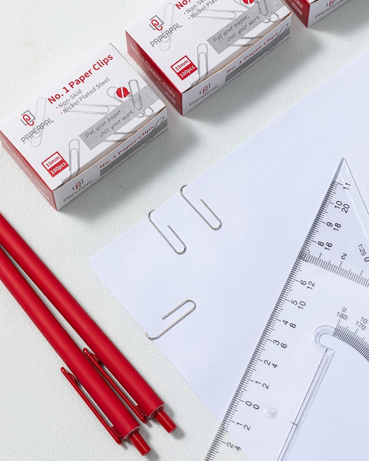 PAPERPAL Paperclips for Office School & Personal Use, #1 Nonskid Paper Clip (1-2/7"), 2000 Medium Paper Clips (20 Boxes of 100 Each), Silver | Value bulk pack of 2,000 medium non-skid paper clips for offices, schools and businesses, packed in 20 boxes of 100 each. - Image 6