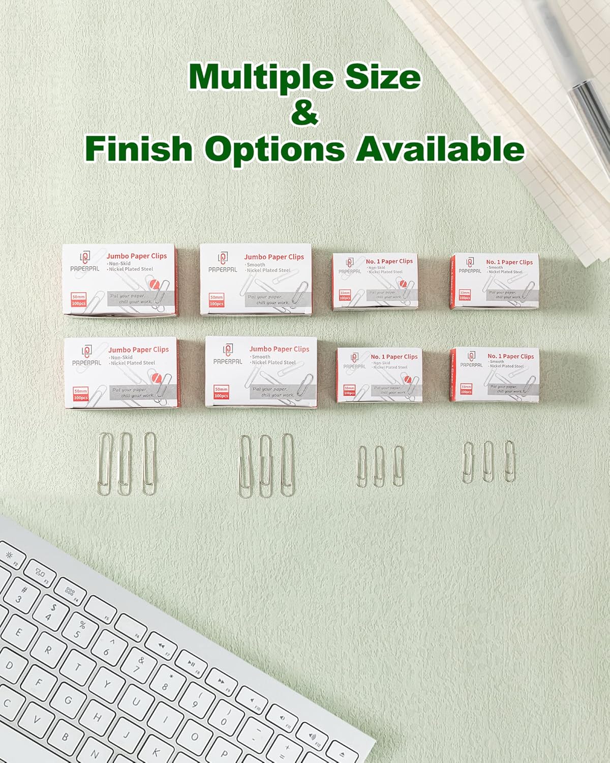 PAPERPAL Paperclips for Office School & Personal Use, #1 Nonskid Paper Clip (1-2/7"), 2000 Medium Paper Clips (20 Boxes of 100 Each), Silver | Value bulk pack of 2,000 medium non-skid paper clips for offices, schools and businesses, packed in 20 boxes of 100 each. - Image 8
